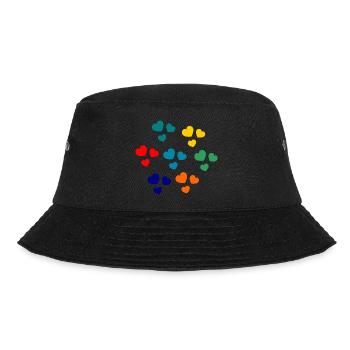 HERZ. HERZ. HEILIGER VALENTINSTAG. LIEBE. LIEBE. HERZ - Bucket Hat - Schwarz - Vorne - Lela (165cm)