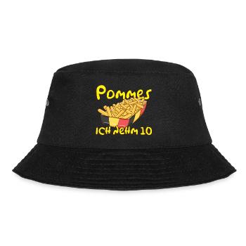 Pommes Ich nehm 10 Frites Geschenk Lustig - Bucket Hat - Schwarz - Vorne - Lela (165cm)