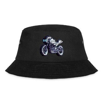 Motorcycle in Retro Video Games Graphics of the 90s - Bucket Hat - black - Front - Lela (165cm)