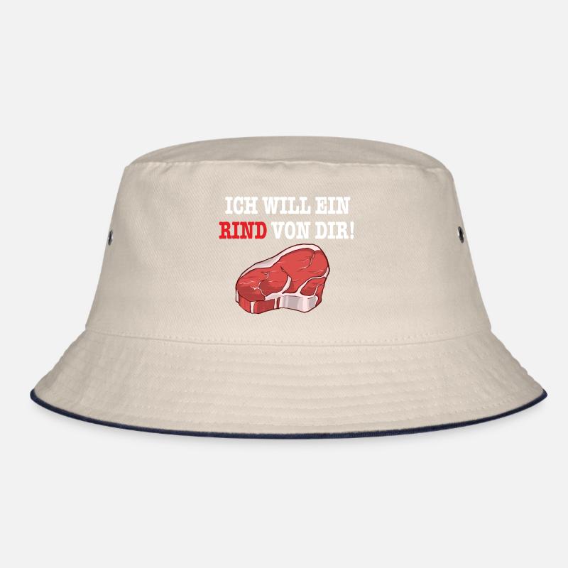 ICH WILL EIN RIND VON DIR Steak Fleisch BBQGrill Bucket Hat