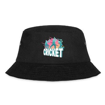 Cricket Cricketer Batsman Sport Vintage - Bucket Hat - black - Front - Lela (165cm)