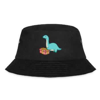 hugadino dino with gift, cute dinosaur - Bucket Hat - black - Front - Lela (165cm)