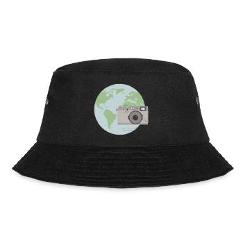 Weltkugel mit Kamera - Bucket Hat - Schwarz - Vorne - Lela (165cm)