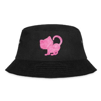 Cat silhouette fluffy pink pink cat love - Bucket Hat - black - Front - Lela (165cm)