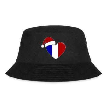 Frankreich Flagge Weihnachten Herz - Bucket Hat - Schwarz - Vorne - Lela (165cm)