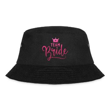 JGA-Style: "Team Bride" in glitzerndem Pink! - Bucket Hat - Schwarz - Vorne - Lela (165cm)