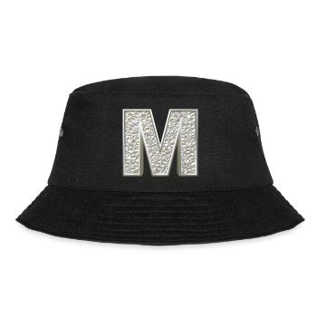 M, letter, letter M, initial, initial M, monogram, - Bucket Hat - Schwarz - Vorne - Lela (165cm)