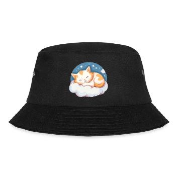 Cat Sleeping Official Sleep Shirt Pajamas - Bucket Hat - black - Front - Lela (165cm)