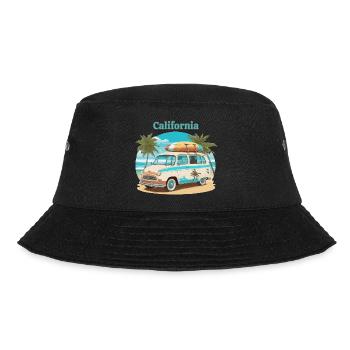 Van Surfer Vintage California Surf 60er 70er Jahre - Bucket Hat - Schwarz - Vorne - Lela (165cm)