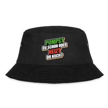 Pumpst du schon oder heizt du noch? - Wärmepumpe - Bucket Hat - Schwarz - Vorne - Lela (165cm)