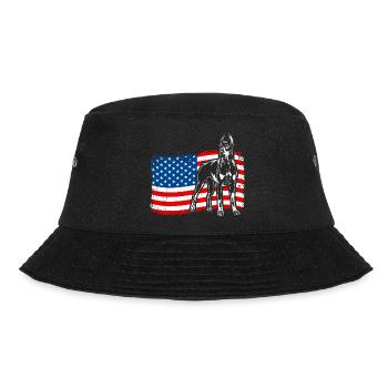 Dobermann Amerika Fahne Hunde Dobie Wilsigns - Bucket Hat - Schwarz - Vorne - Lela (165cm)