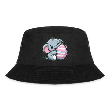 Süßer Comic Elefant Umarmt Ei Osterei - Bucket Hat - Schwarz - Vorne - Lela (165cm)