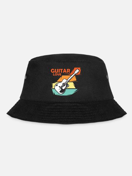 Gitarre Liebe Musik Illustration vintage retro - Bucket Hat - Schwarz