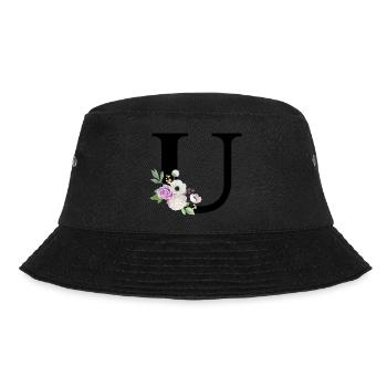 Lila Blumenbuchstabe u - Bucket Hat - Schwarz - Vorne - Lela (165cm)