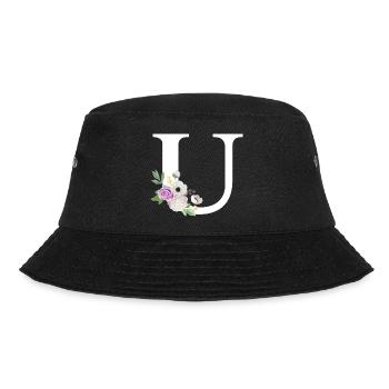Lila Blumenbuchstabe u - Bucket Hat - Schwarz - Vorne - Lela (165cm)