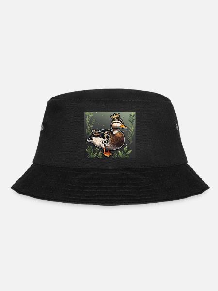 Ente mit Krone - Bucket Hat - Schwarz