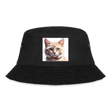 Katze Zeichnung - Bucket Hat - Schwarz - Vorne - Lela (165cm)