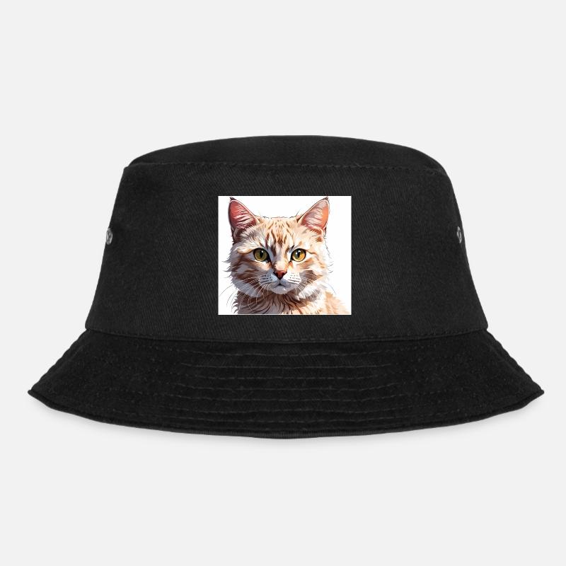 Cat Drawing - Bucket Hat - black