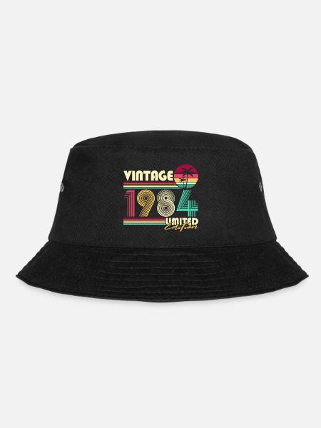 Vintage 1984 Jahrgang Retro Geburtstag Geschenk - Bucket Hat - Schwarz