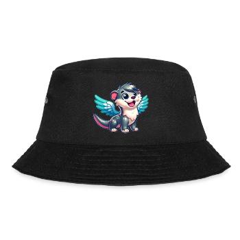 Otter as angel with wings Water rat - Bucket Hat - black - Front - Lela (165cm)