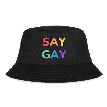 SAY GAY rainbow pride text - Bucket Hat - black - Front - Lela (165cm)