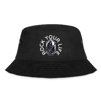 Rock dein Leben | Gitarre, Festival, Konzert - Bucket Hat - Schwarz - Vorne - Lela (165cm)