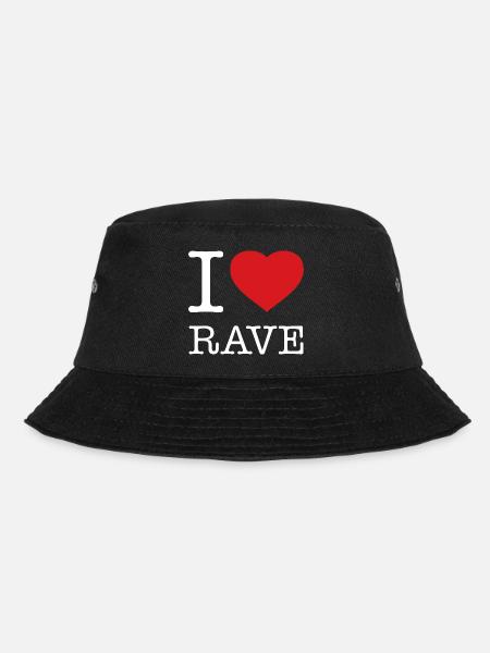 I LOVE RAVE - Bucket Hat - Schwarz