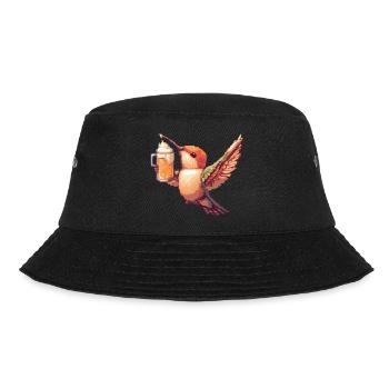 Hummingbird Bird Beer Pixel - Bucket Hat - black - Front - Lela (165cm)