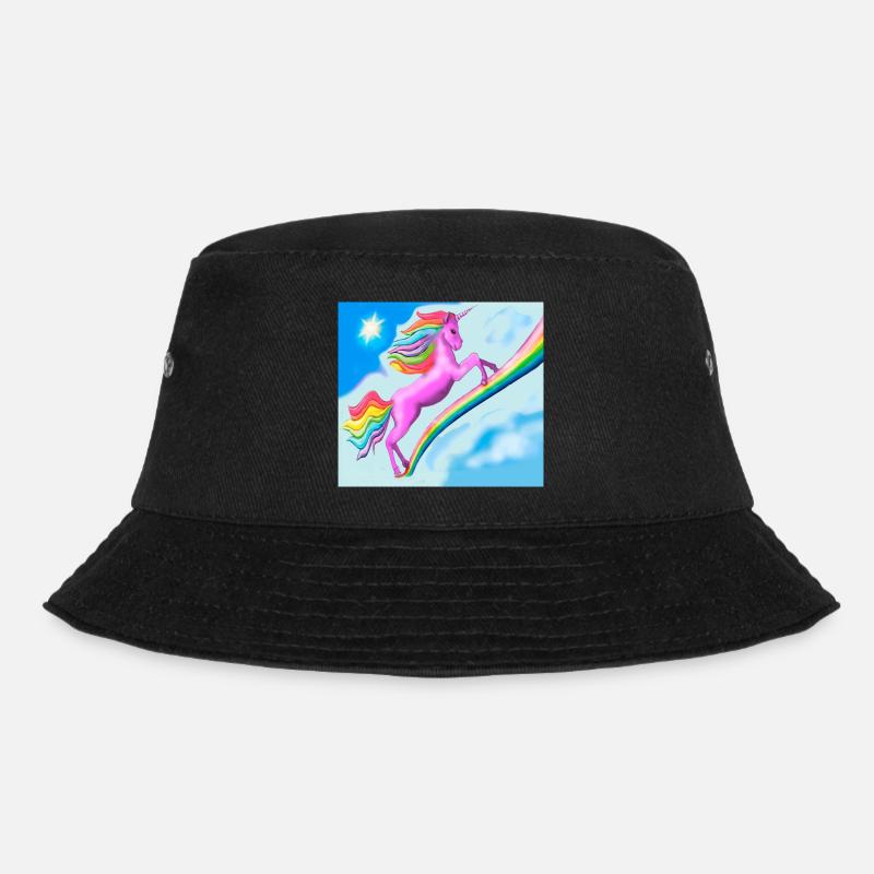 Einhorn und Regenbogen - Bucket Hat - Schwarz