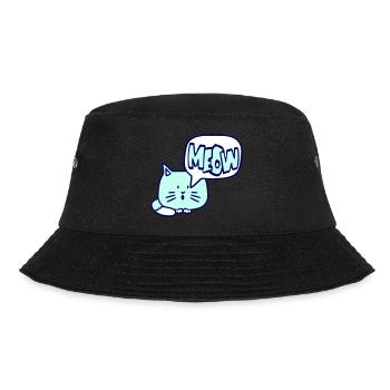 Süße Katze Comic Sprechblase Meow Miau Cartoon Fun - Bucket Hat - Schwarz - Vorne - Lela (165cm)