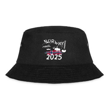 Norwegen 2025 Makrelen mit Bergen und Elch Angeln - Bucket Hat - Schwarz - Vorne - Lela (165cm)