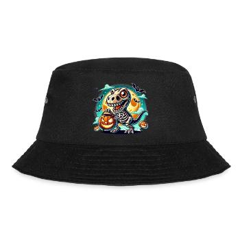 Süßer Dino Skelett Halloween Kürbislaterne - Bucket Hat - Schwarz - Vorne - Lela (165cm)