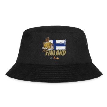 Finnland Elch Vintage Fahne und Zelt Souvenir - Bucket Hat - Schwarz - Vorne - Lela (165cm)
