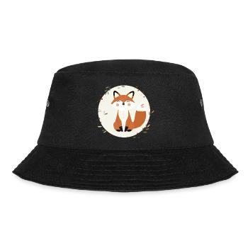 Smiling Fox – Playful Nature Illustration - Bucket Hat - black - Front - Lela (165cm)