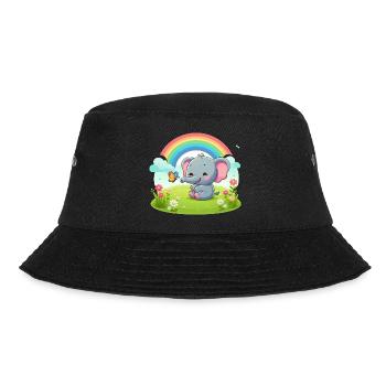 Fröhlicher Elefant und Regenbogen - Bucket Hat - Schwarz - Vorne - Lela (165cm)