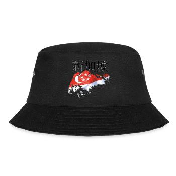 Singapur Flagge in der Singapur Landkarte SG - Bucket Hat - Schwarz - Vorne - Lela (165cm)