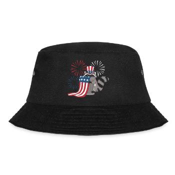 Patriotic Raccoon Fireworks - Bucket Hat - black - Front - Lela (165cm)