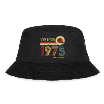 Vintage 1975 Limited Edition – Retro Sonnenuntergang 50er Jahre - Bucket Hat - Schwarz - Vorne - Lela (165cm)