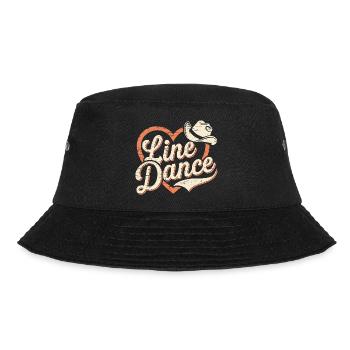 Heart and Cowboy Hat Design Line Dance - Bucket Hat - black - Front - Lela (165cm)