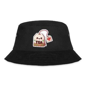 Kawaii Teebeutel Herzdesign - Bucket Hat - Schwarz - Vorne - Lela (165cm)