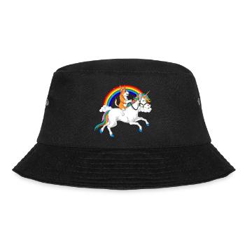 Corgi reitet Einhorn - Bucket Hat - Schwarz - Vorne - Lela (165cm)