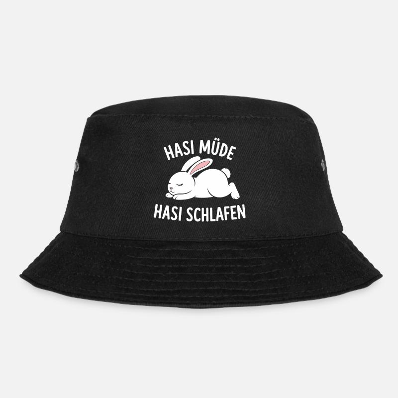 Hasi Müde Hasi Schlafen Niedlicher Hase - Bucket Hat - Schwarz
