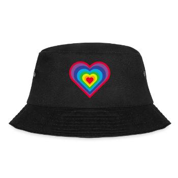 Regenbogen-Herz - Bucket Hat - Schwarz - Vorne - Lela (165cm)