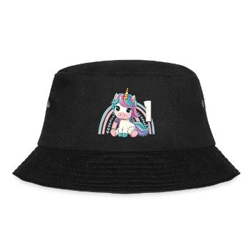 1st Birthday Unicorn Rainbow Cute Cute - Bucket Hat - black - Front - Lela (165cm)