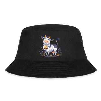 Lustige Kuh mit Glocke - Bucket Hat - Schwarz - Vorne - Lela (165cm)