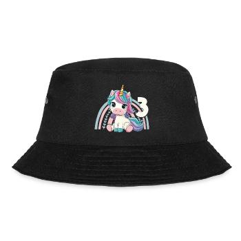 3. Geburtstag Einhorn Regenbogen Süß Niedlich - Bucket Hat - Schwarz - Vorne - Lela (165cm)