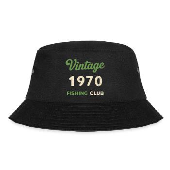Vintage 1970 – Fishing Club Retro Geburtsjahr - Bucket Hat - Schwarz - Vorne - Lela (165cm)