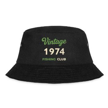 Vintage 1974 – Fishing Club Retro Geburtsjahr - Bucket Hat - Schwarz - Vorne - Lela (165cm)