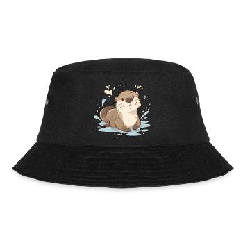 Cute kawaii otter – soothing nature animal - Bucket Hat - black - Front - Lela (165cm)