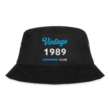 Vintage 1989 – Swimming Club Retro Geburtsjahr - Bucket Hat - Schwarz - Vorne - Lela (165cm)